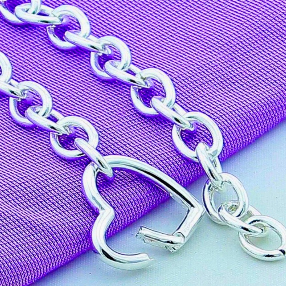 9” SILVER HEART CHAIN BRACELET